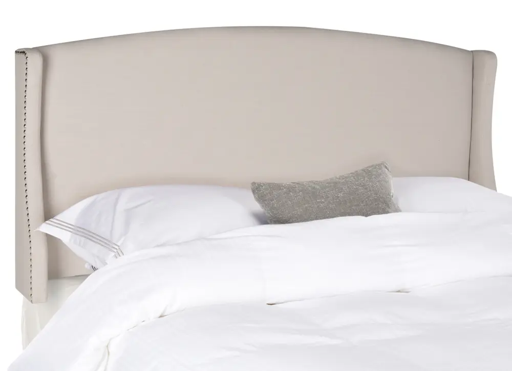 Austin Taupe Winged  Headboard   Silver Nail Head