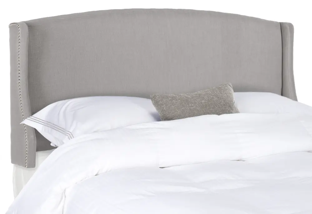 Austin Light Grey Winged Headboard   Silver Nail Head