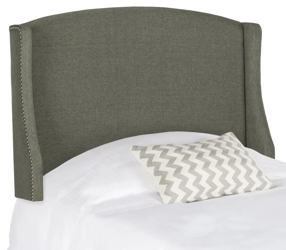 Austin Grey Winged Linen Headboard   Silver Nail Heads