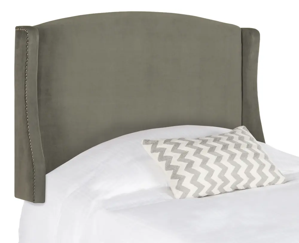 Austin Pewter Winged Headboard  Silver Nail Heads