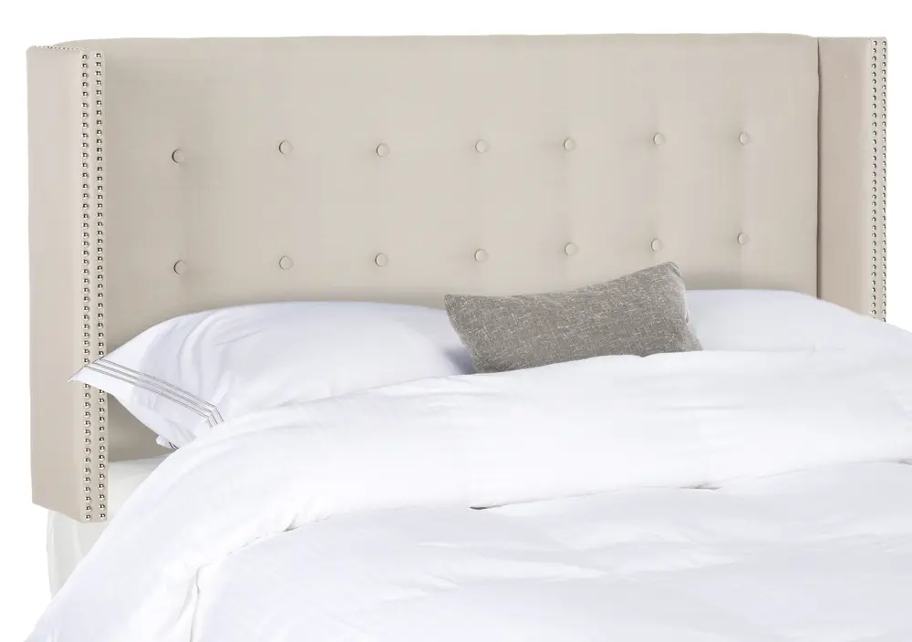 Keegan Taupe Tufted Winged Headboard