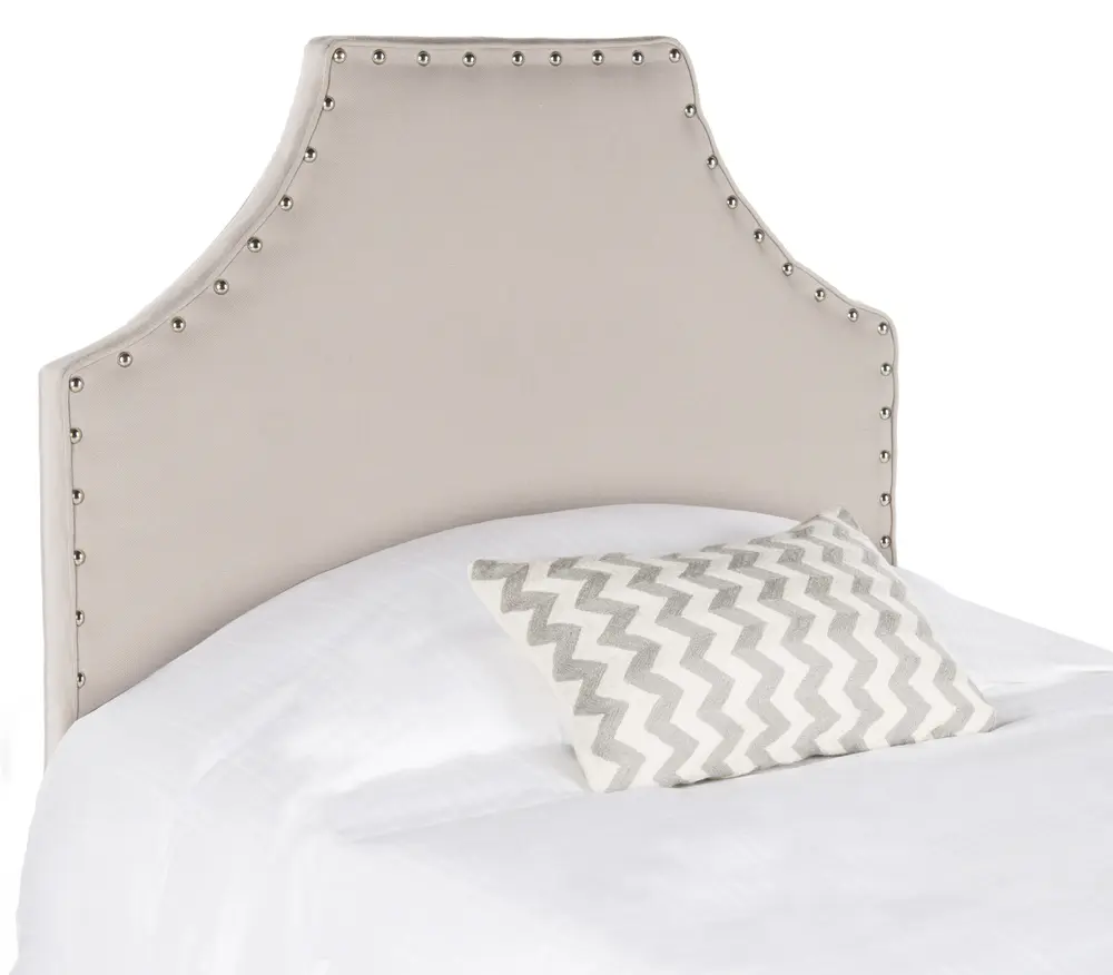 Denham Taupe Headboard   Silver Nail Head