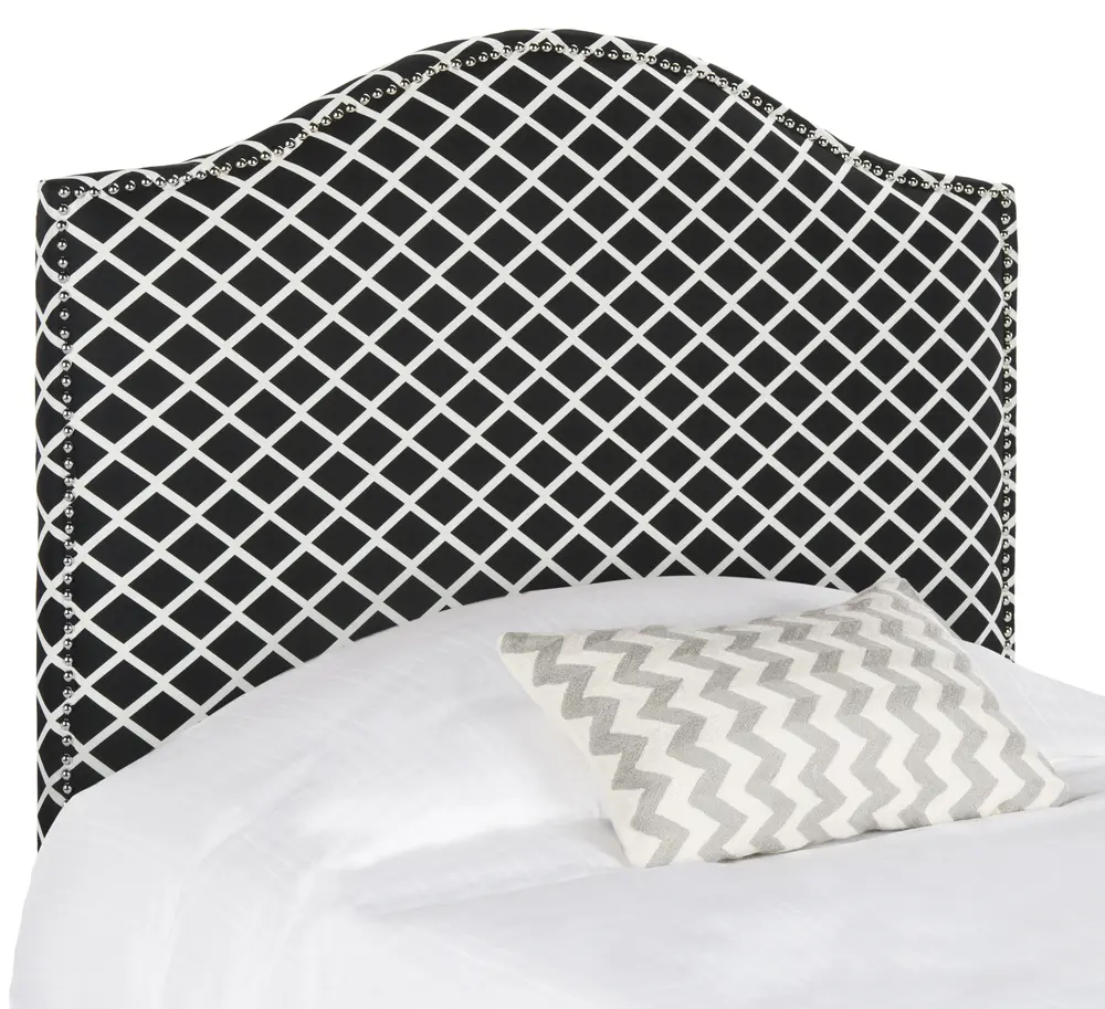 Connie Black & White Headboard   Silver Nail Head