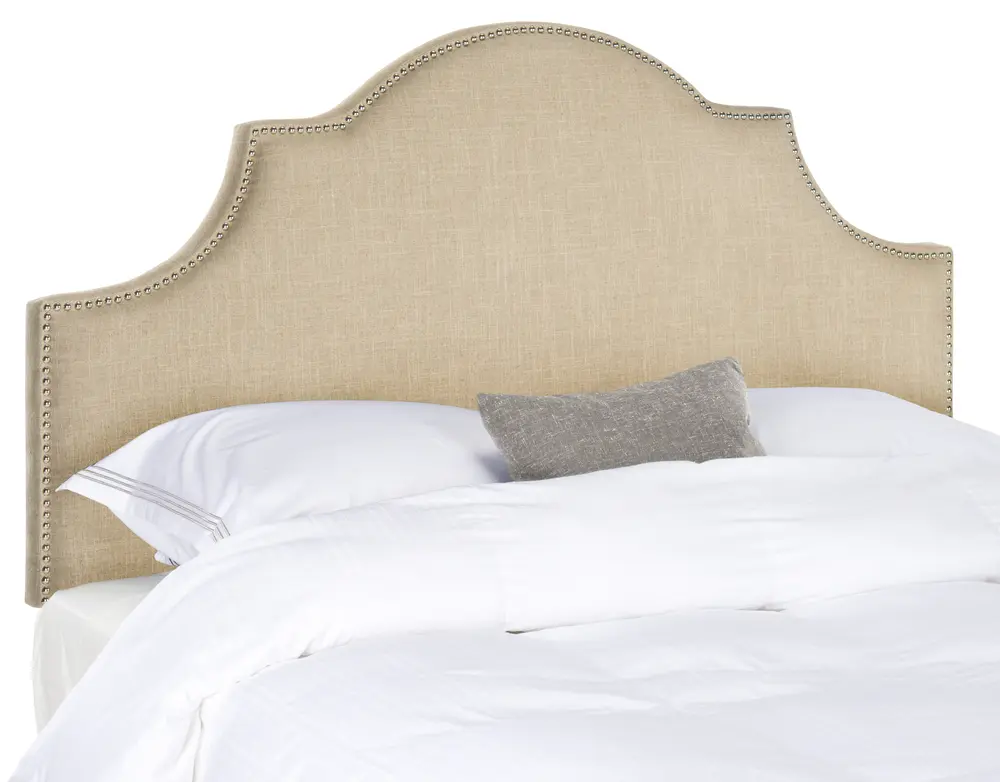 Hallmar Hemp Arched Headboard   Silver Nail Head