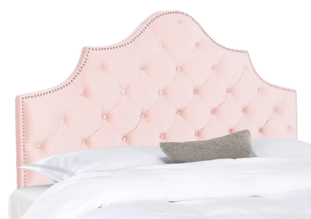 Arebelle Velvet Tufted Headboard   Silver Nail Heads