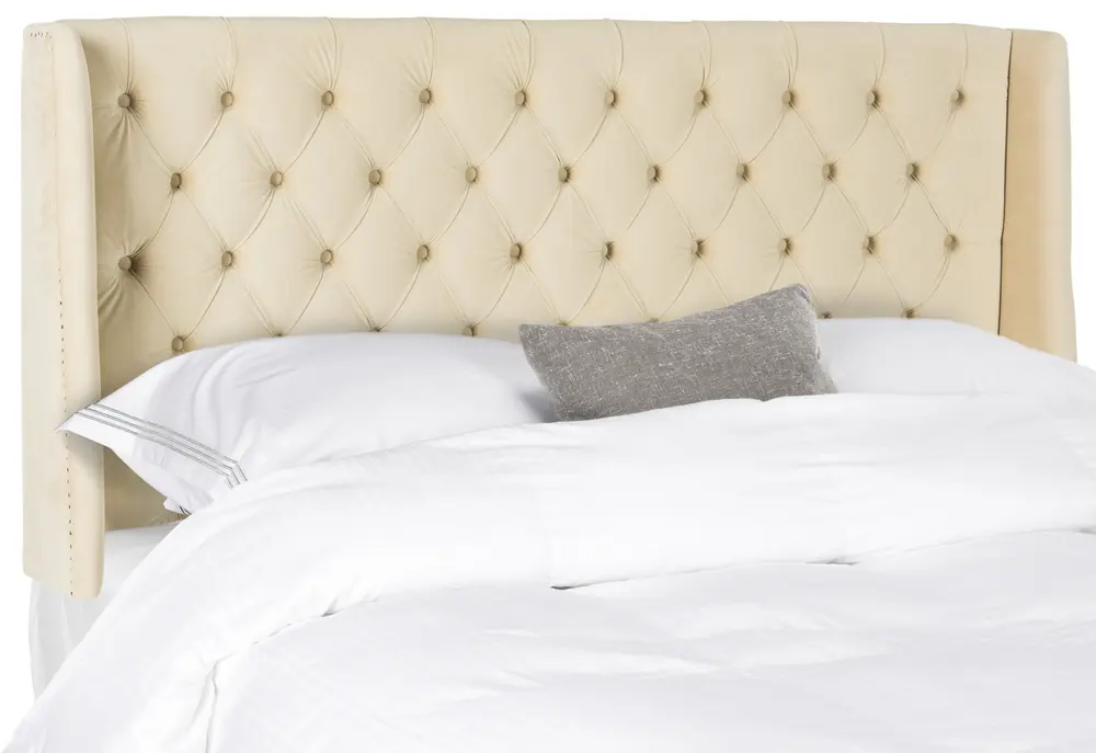 London Buckwheat Tufted Winged Headboard Flat Nail Heads