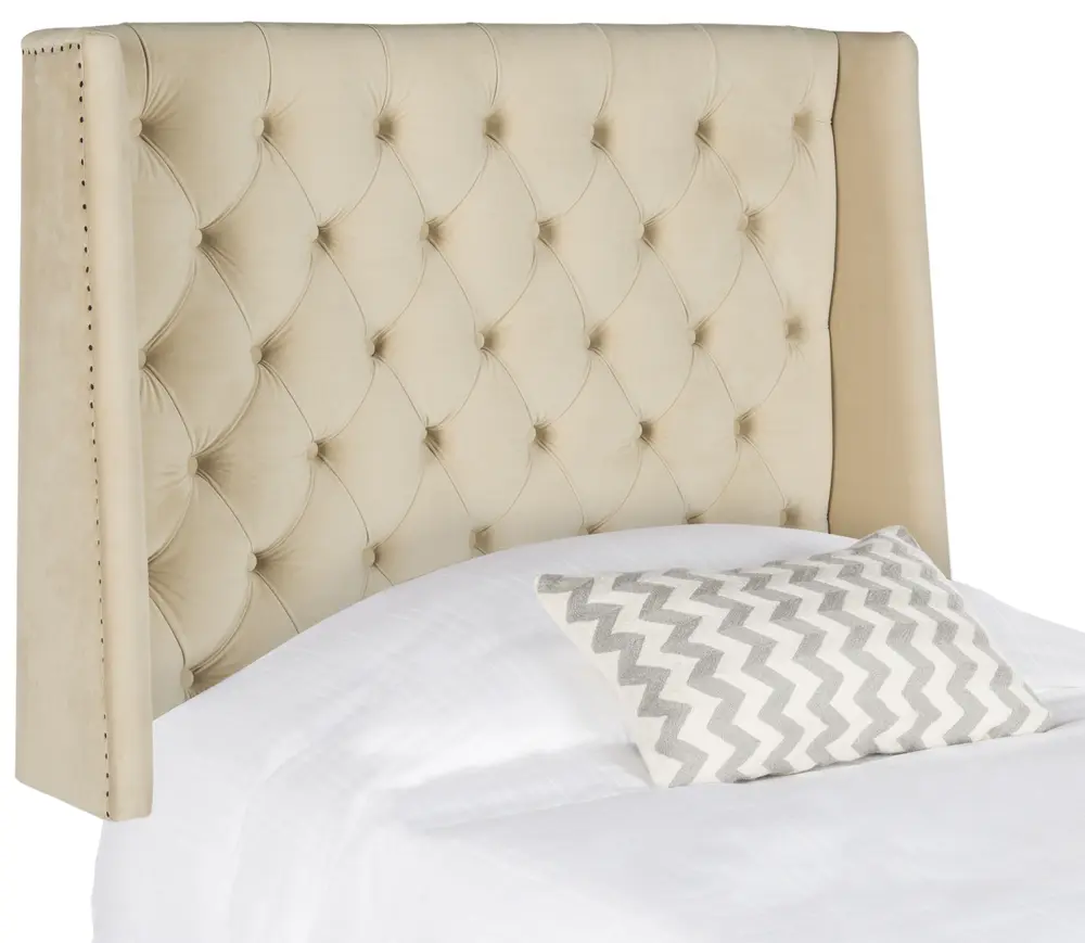 London Buckwheat Tufted Winged Headboard Flat Nail Heads