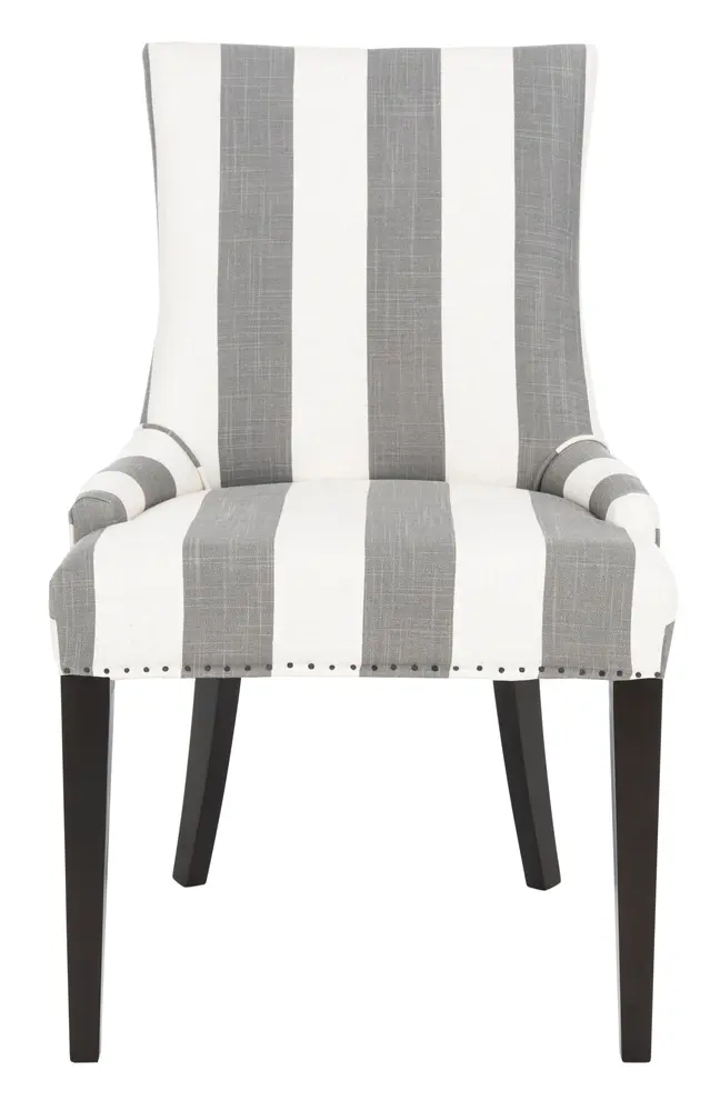 Becca 19H Stripe Linen Dining Chair   Flat Nail Heads