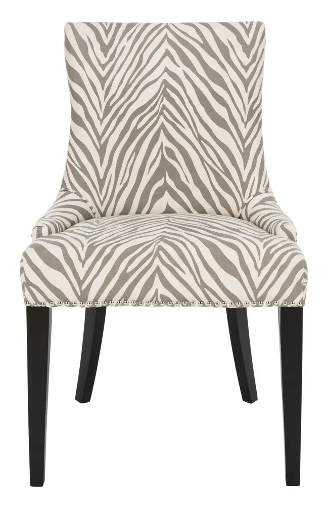 Becca 19H  Grey/White Zebra  Dining Chair   Silver Nail Heads
