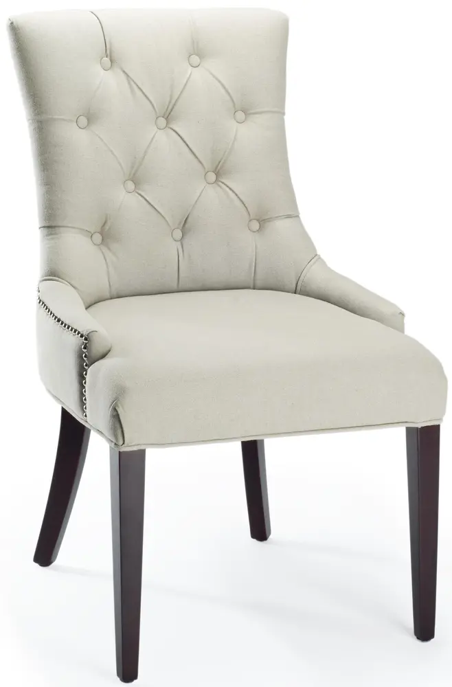 Amanda 19H Linen Tufted Chair - Nickel Nail Heads