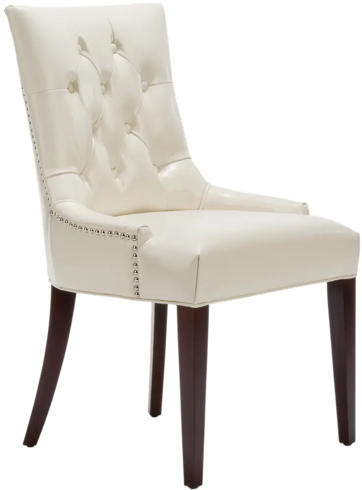 Amanda 19H Leather Tufted Chair   Nickel Nail Heads