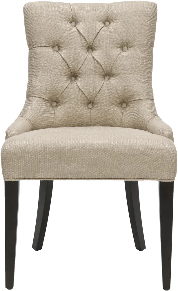 Amanda 19H Linen Tufted Chair   Nickel Nail Heads