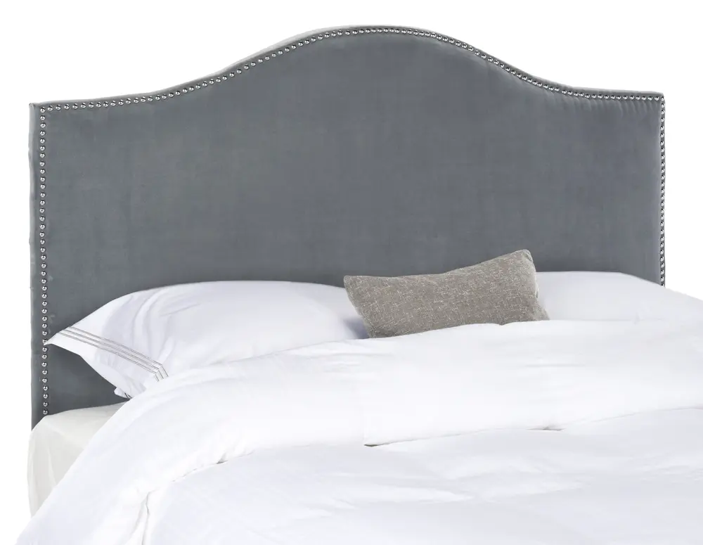 Connie Grey Velvet Headboard   Silver Nail Head