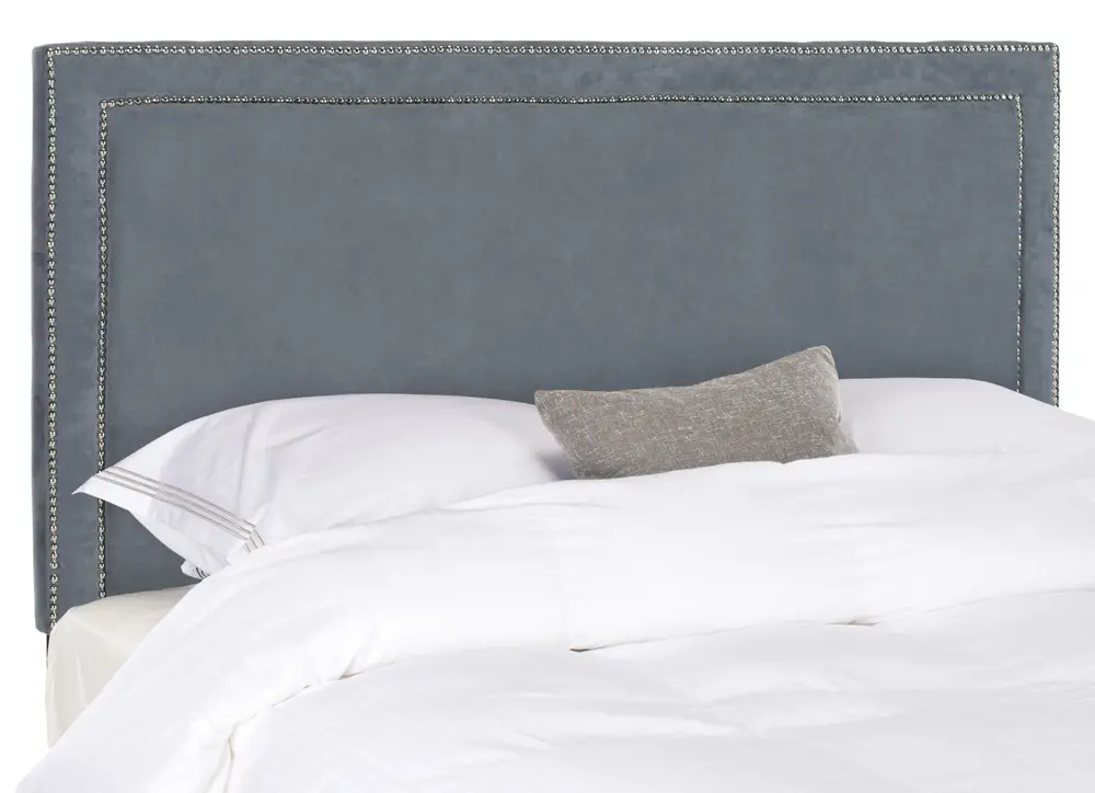 Cory Grey Headboard   Silver Nail Head
