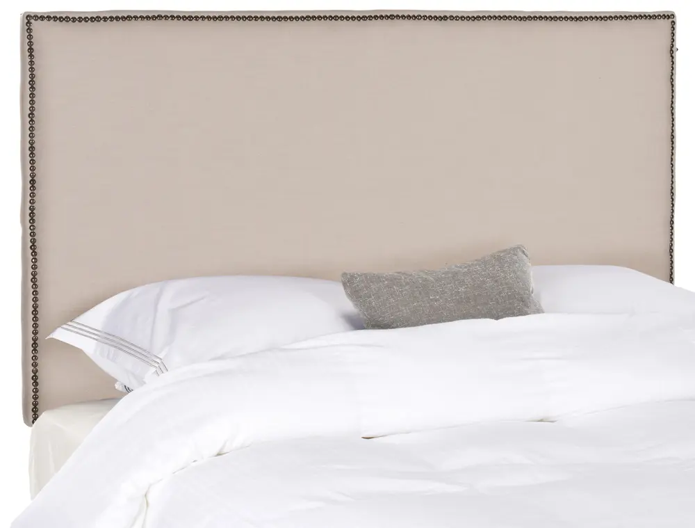 Sydney Taupe Headboard   Brass Nail Head