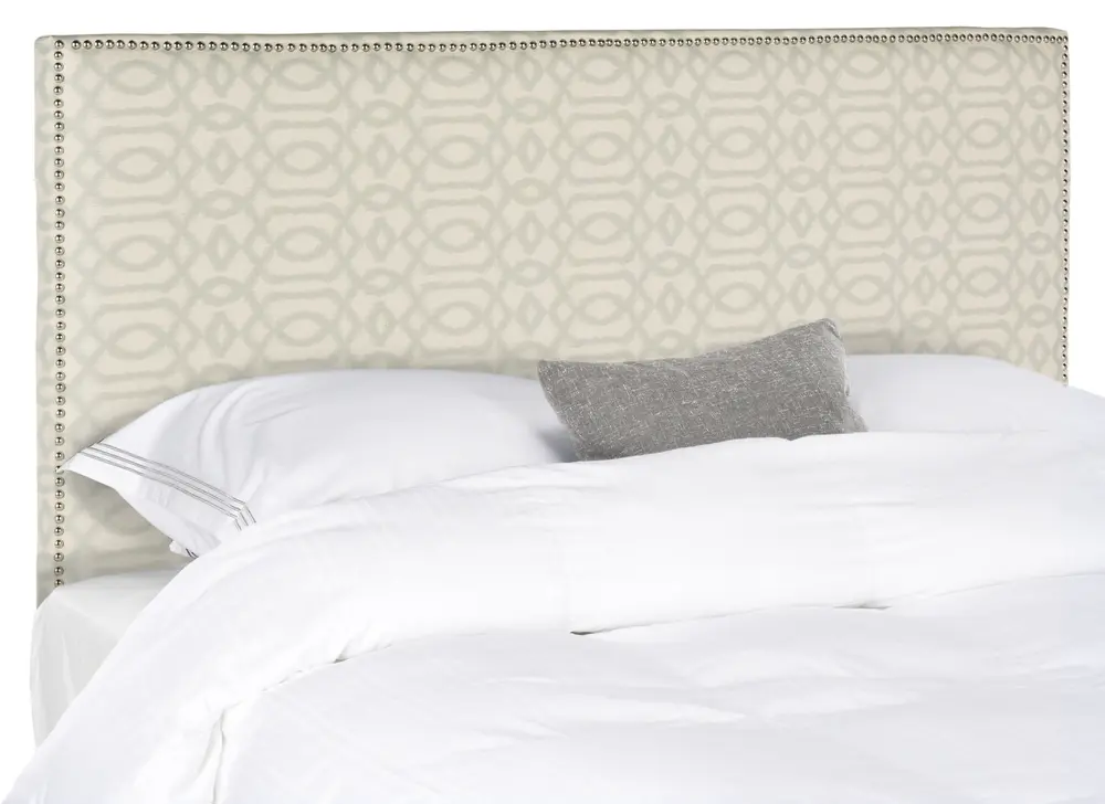 Sydney Wheat & Pale Blue Headboard    Silver Nail Head