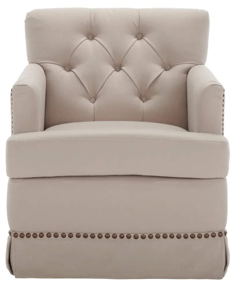 Millicent Swivel Accent Chair   Brass Nail Heads