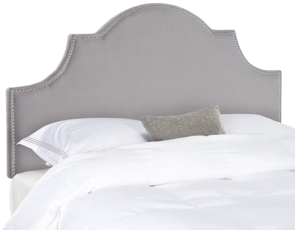 Hallmar Arctic Grey Arched Headboard   Silver Nail Head