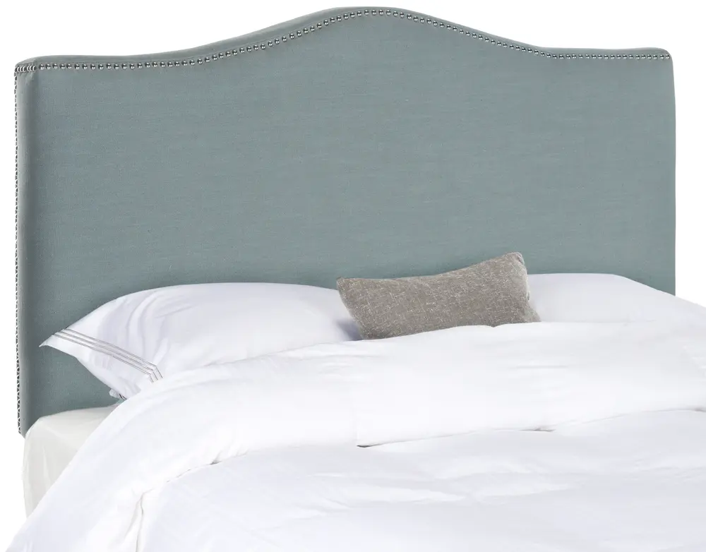Jeneve Sky Blue Winged Headboard   Silver Nail Head
