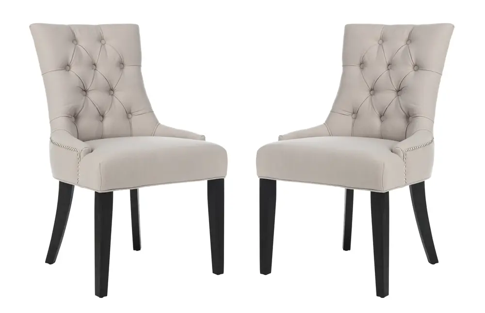 Abby 19H Tufted Side Chairs (Set Of 2)   Silver Nail Heads