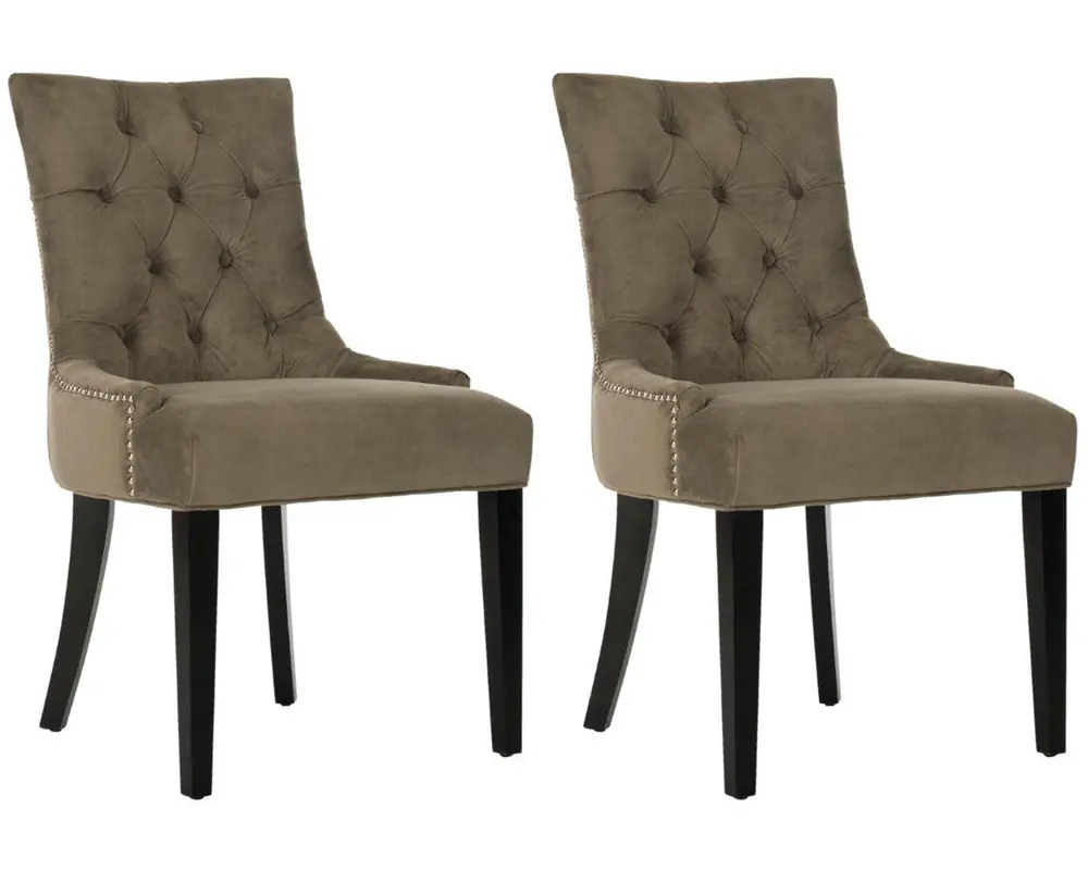 Abby 19H Tufted Side Chairs (Set Of 2) - Silver Nail Heads