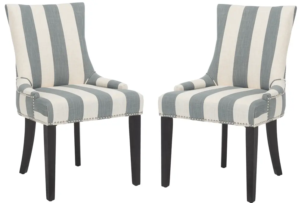 Lester 19H Awning Stripes Dining Chair   Silver Nail Heads