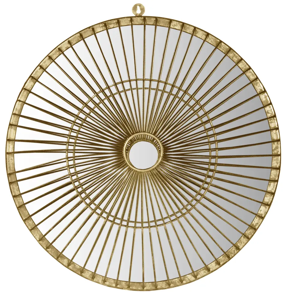 Gemini Round Gold Finish Mirror