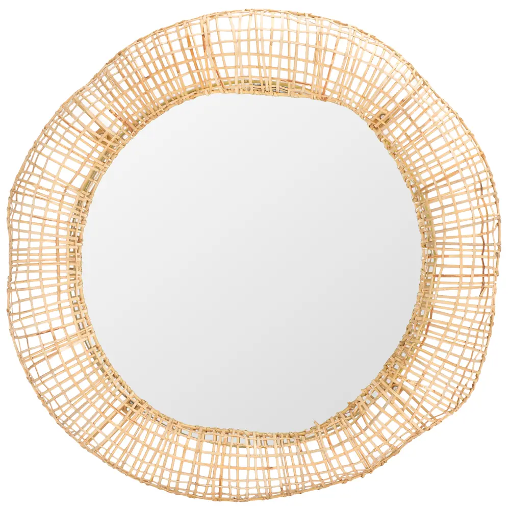 Alia, 24 Inch, Natural, Cane/Mdf/Iron Mirror