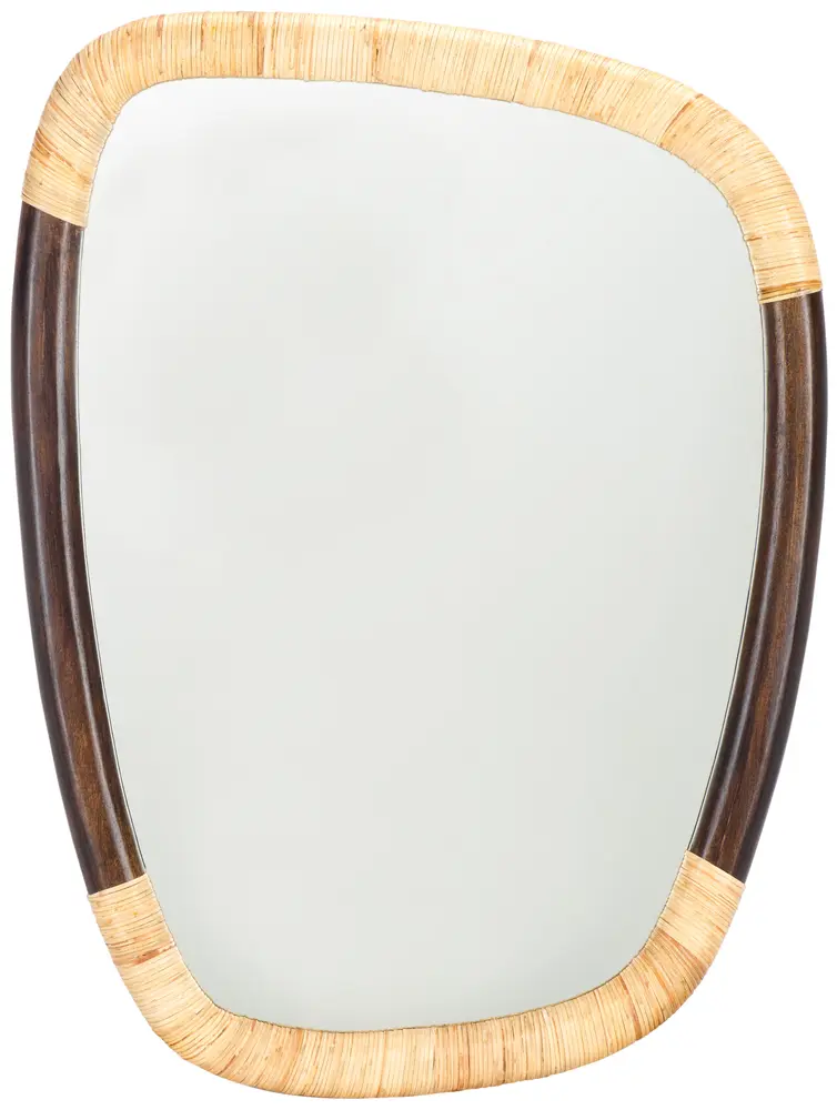 Rupa, 23 Inch, Dark Walnut/Natural, Mango Wood/Cane/Mdf Mirror