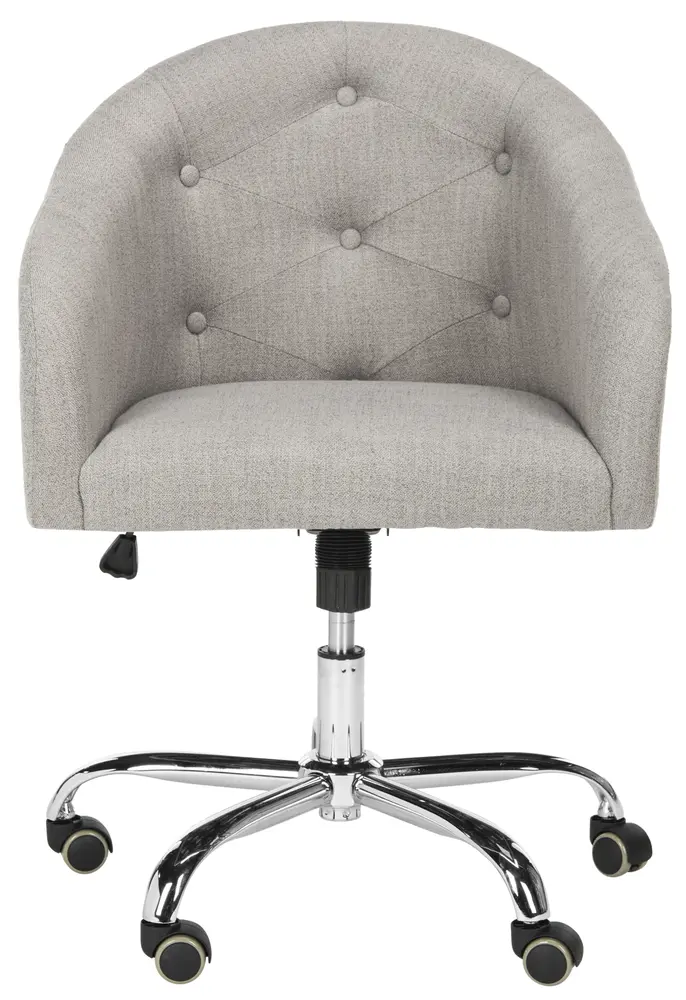 Amy Tufted Linen Chrome Leg Swivel Office Chair