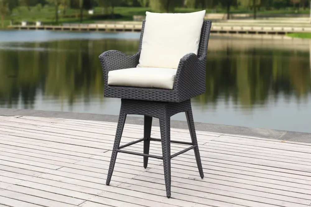 Hayes Outdoor Wicker Swivel Armed Counter Stool