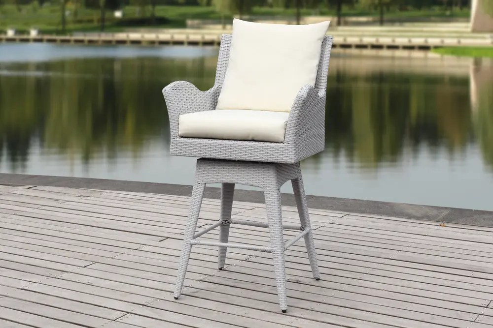 Hayes Outdoor Wicker Swivel Armed Counter Stool