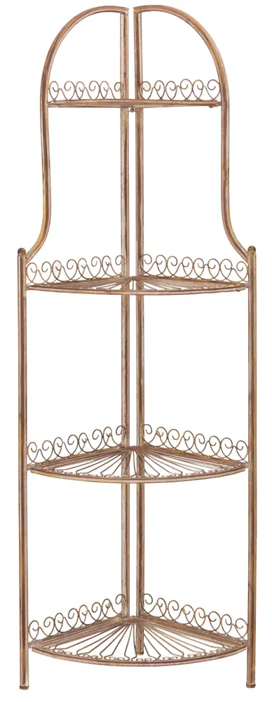 Abarrane Wrought Iron 4 Tier Outdoor Corner Shelf