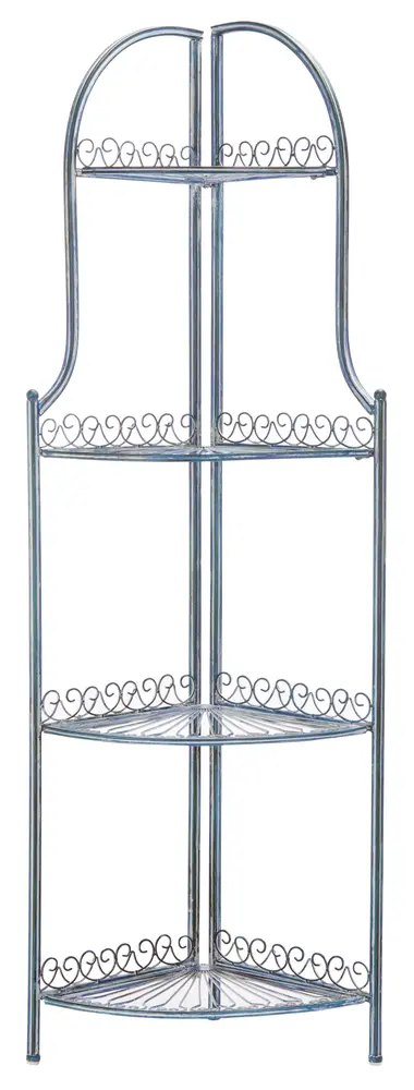 Abarrane Wrought Iron 4 Tier Outdoor Corner Shelf