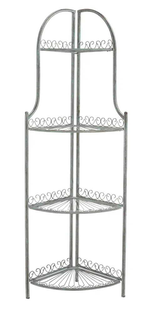 Abarrane Wrought Iron 4 Tier Outdoor Corner Shelf