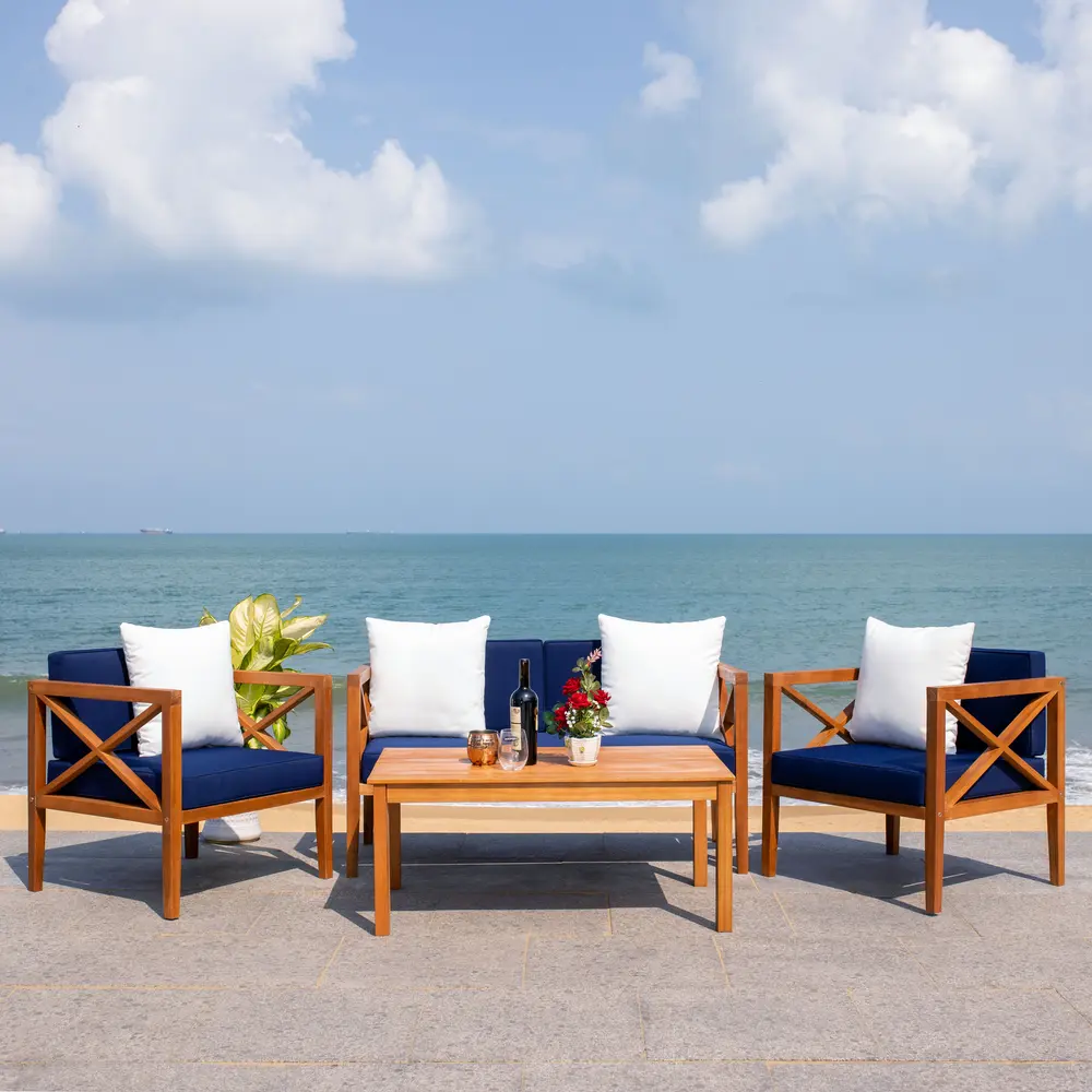 Nunzio 4 Pc Outdoor Set With Accent Pillows