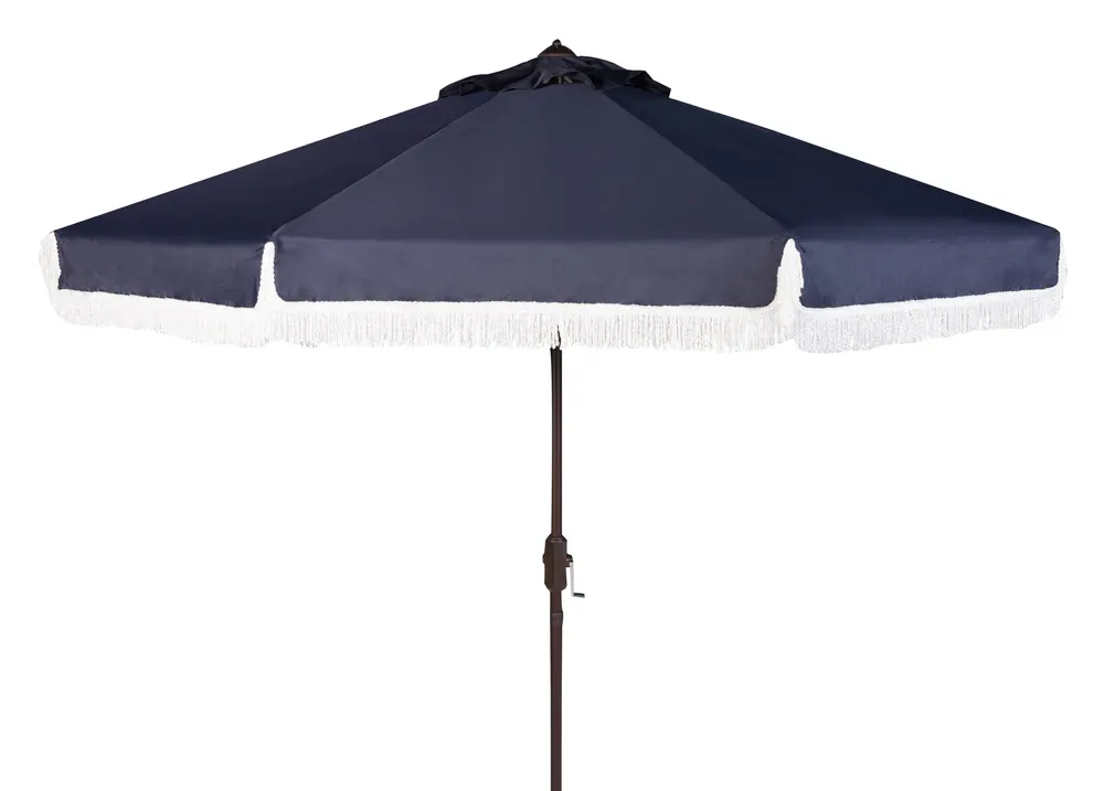Milan Fringe 9Ft Rnd Crank Umbrella W/ Button Tilt