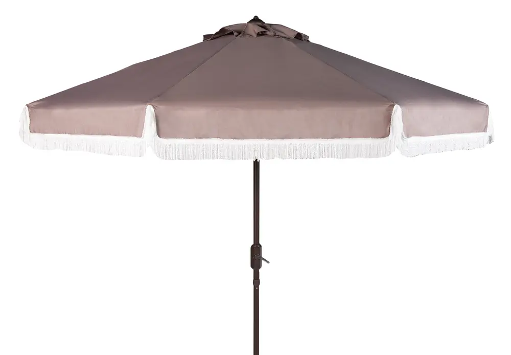 Milan Fringe 9Ft Rnd Crank Umbrella W/ Button Tilt