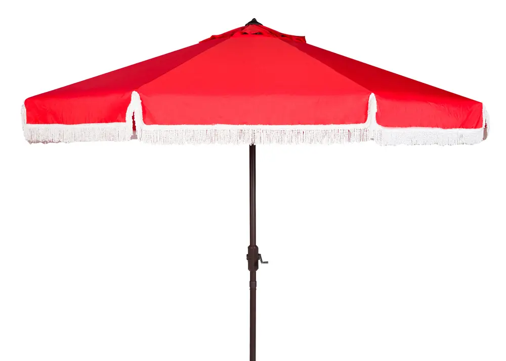 Milan Fringe 9Ft Rnd Crank Umbrella W/ Button Tilt