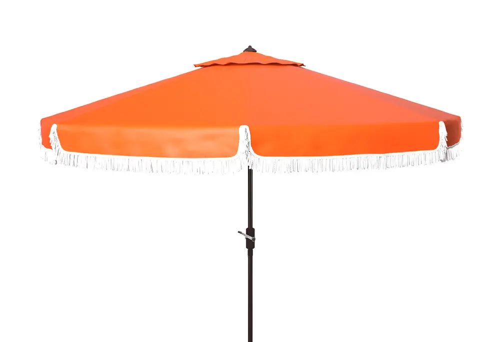 Milan Fringe 9Ft Rnd Crank Umbrella W/ Button Tilt