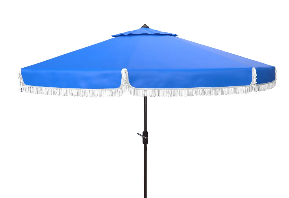 Milan Fringe 9Ft Rnd Crank Umbrella W/ Button Tilt