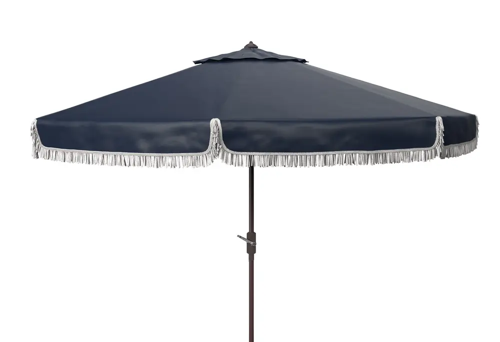 Milan Fringe 11Ft Rnd Crank Umbrella W/ Button Tilt