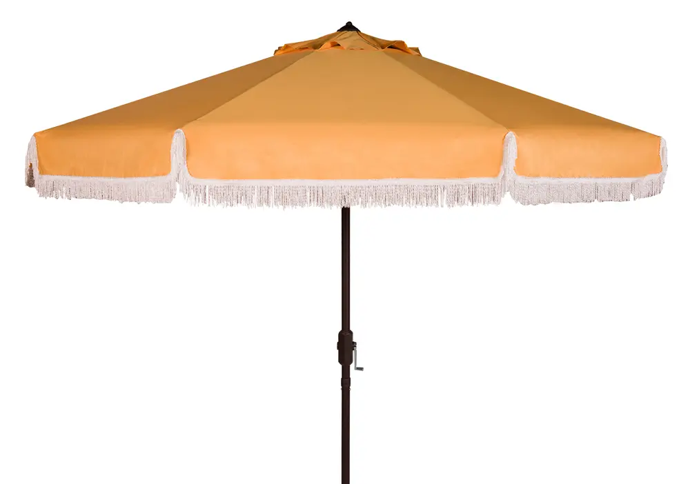 Milan Fringe 11Ft Rnd Crank Umbrella W/ Button Tilt