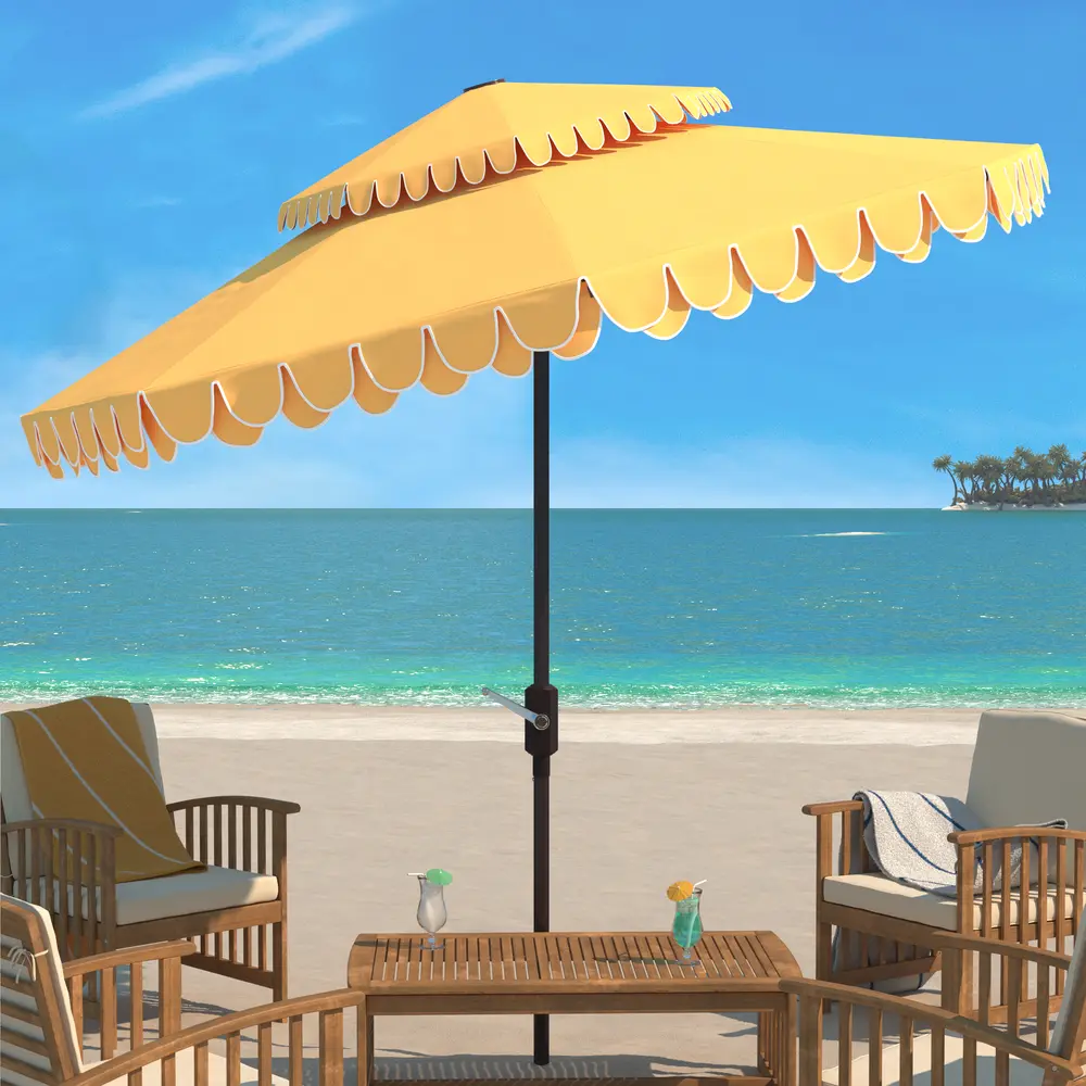 Valance 9Ft Doubletop Crank Umbrella W/ Auto Tilt