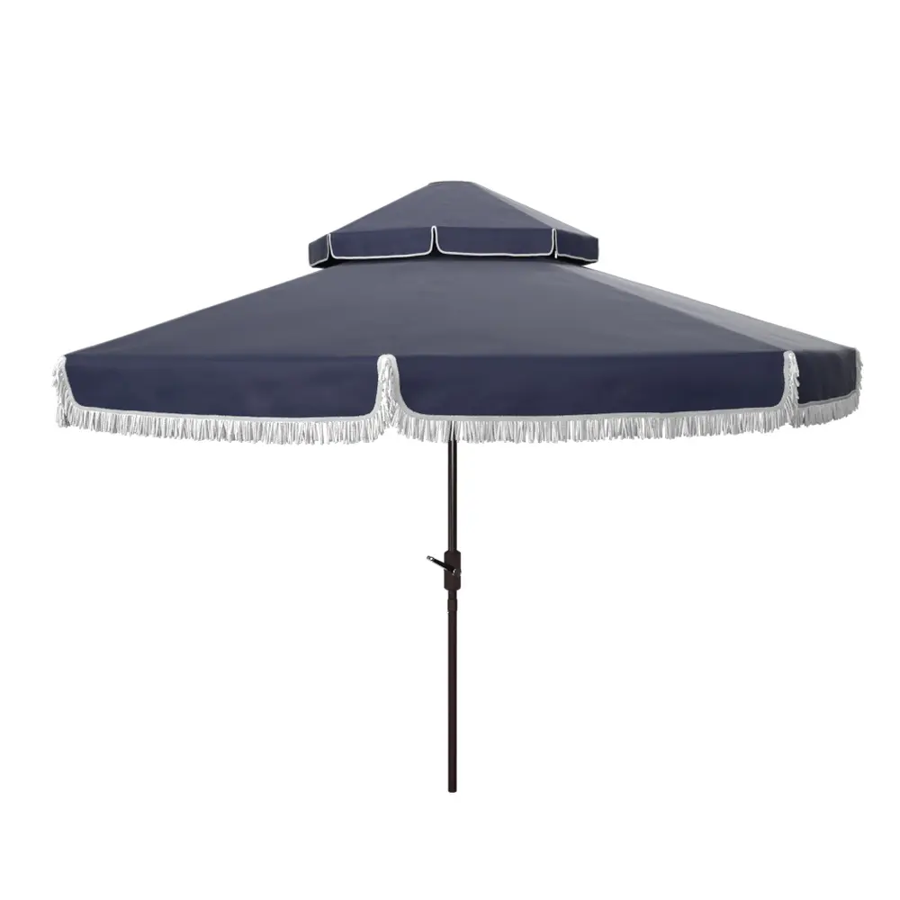 Milan Fringe 9Ft Rnd Crank Umbrella W/ Button Tilt