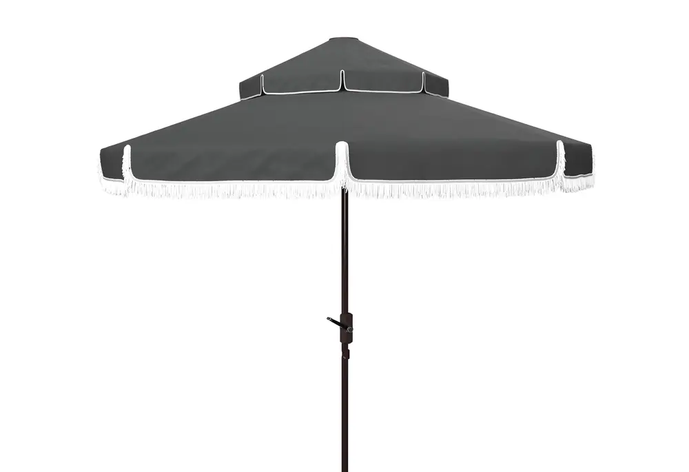 Milan Fringe 9Ft Rnd Crank Umbrella W/ Button Tilt