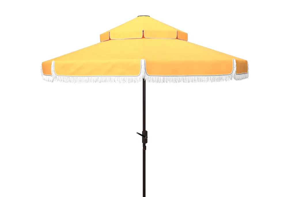 Milan Fringe 9Ft Rnd Crank Umbrella W/ Button Tilt
