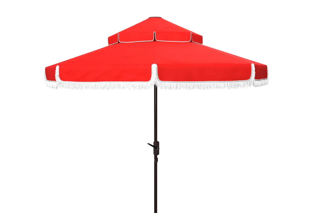 Milan Fringe 9Ft Rnd Crank Umbrella W/ Button Tilt