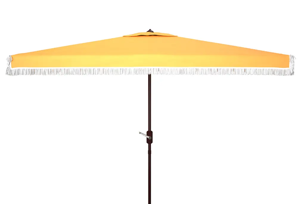 Milan Fringe 6.5X10Ft Rect Crank Umbrella W/ Button Tilt