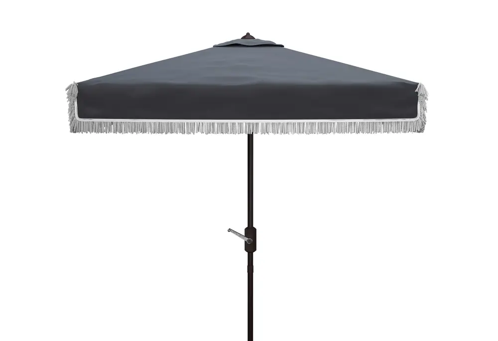 Milan Fringe 7.5Ft Square Crank Umbrella W/ Button Tilt